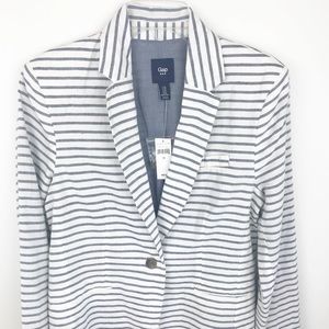 NWT Gap linen striped blazer white & blue size 10